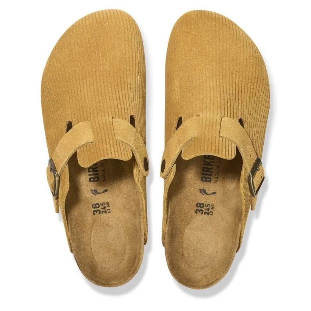 Birkenstock Mustard Yellow Mules Boston
Suede Embossed - Corduroy Cork Brown